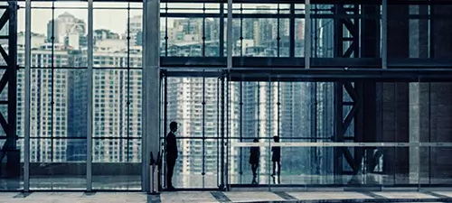 contemporary modern building with glass walls